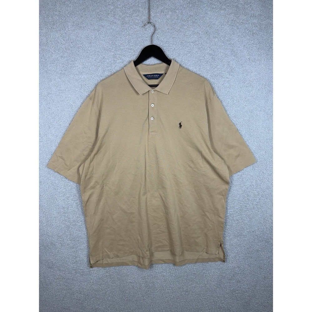 VTG Polo Golf Ralph Lauren Polo Shirt‎ Mens XXL Beige Classic Pony Logo 90s